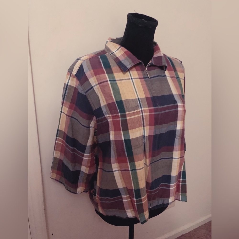 Lemon Grass Plaid Short sleeve Top - Picture 5 of 9